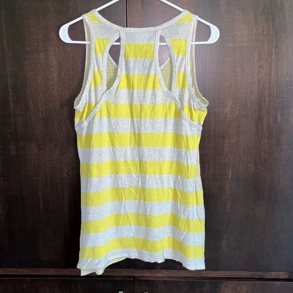 Cabi Limoncello Striped Racerback Cutout Tank Top Yellow Small #5065 - Picture 4 of 5